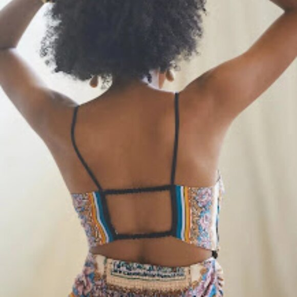 BY ANTHROPOLOGIE | Cowl Neck Open Back Spaghetti Strap Boho Y2K Crop Cami Top M - Picture 2 of 14